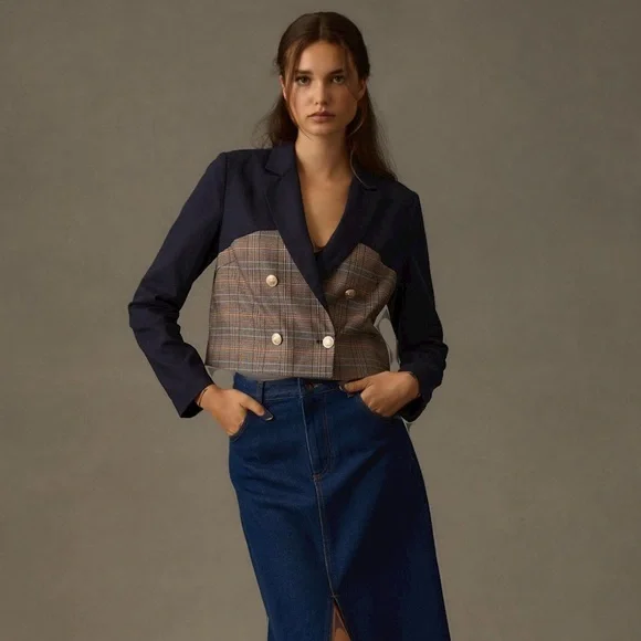 NWT Anthropologie Dolan Fabric Mix Corset Blazer - Picture 1 of 12